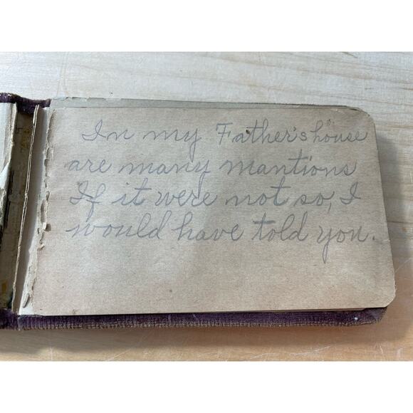 Vintage Notebook Album February 1904 Velvet Velour To Aunt Ruth John 14:2 - Picture 4 of 6